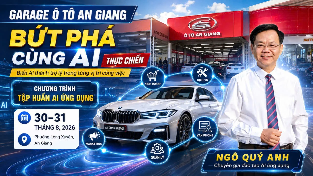 Hình giới thiệu tập huấn AI thực chiến tại Garage Ô tô An Giang